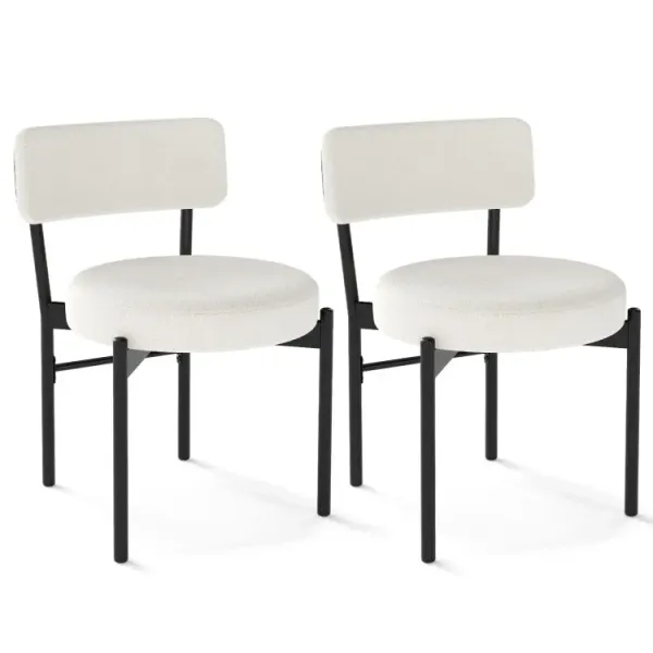 Dining Chair Set of 2 with Curved Backrest and Padded Seat