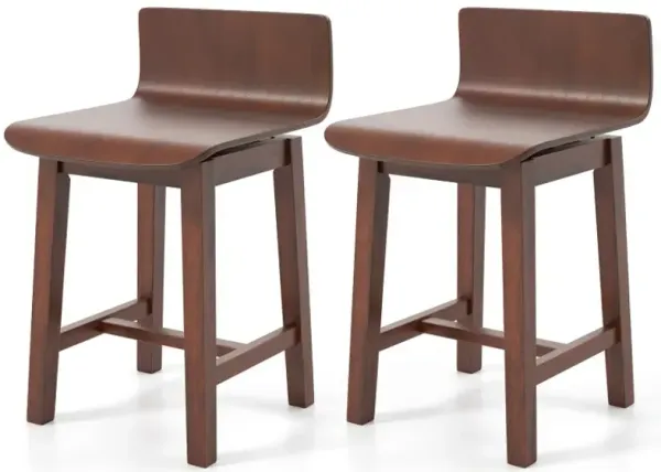 Swivel Dining Chair Set of 2 with Low Back and Curved Seat