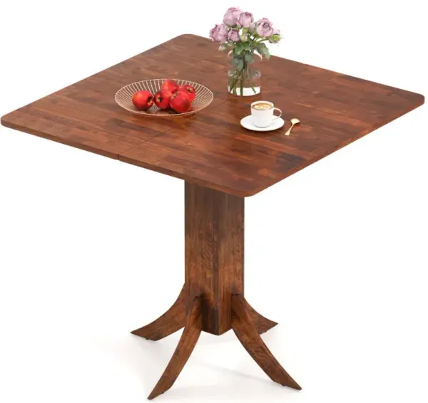 Square Dining Table with Pedestal Base and Rubber Wood Frame