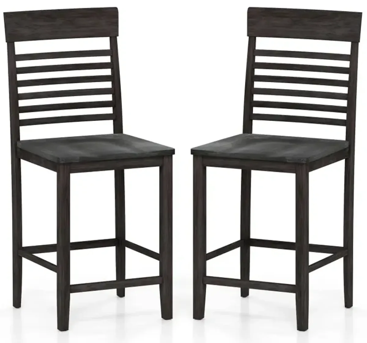 Dining Chair Set of 2 with Footrests and Solid Wood Frame