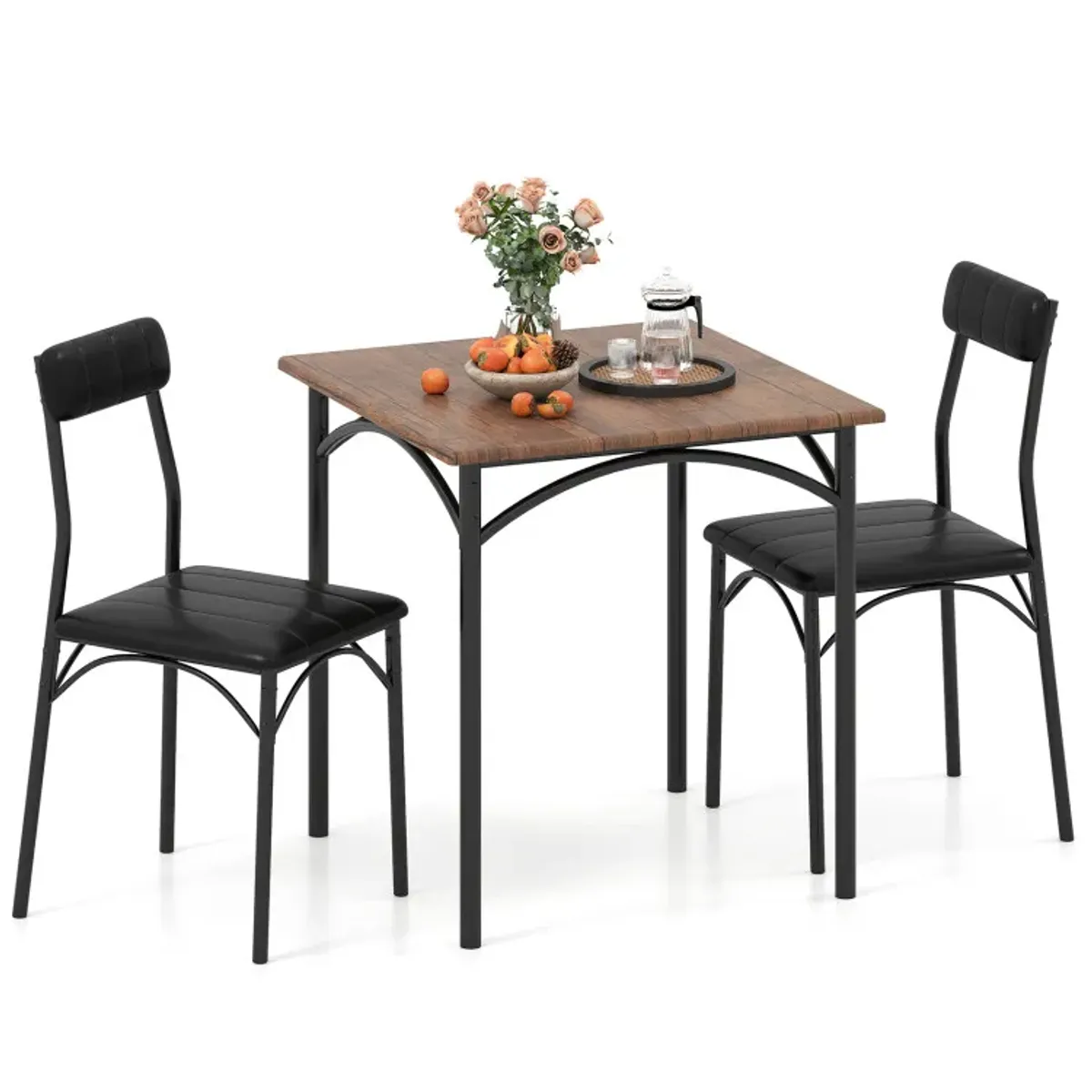 3-Piece Dining Table Set Square Kitchen Table and 2 Chairs for Dining Room