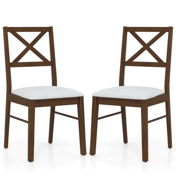 Upholstered Side Dining Chairs Set of 2 with Rubber Wood Frame