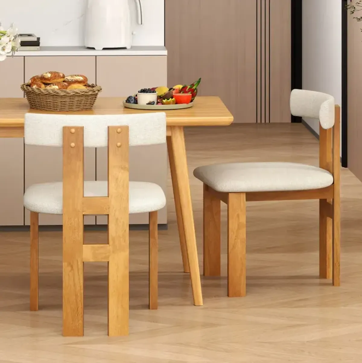 Dining Chair Set of 2 Upholstered Kitchen Chair with Padded Seat