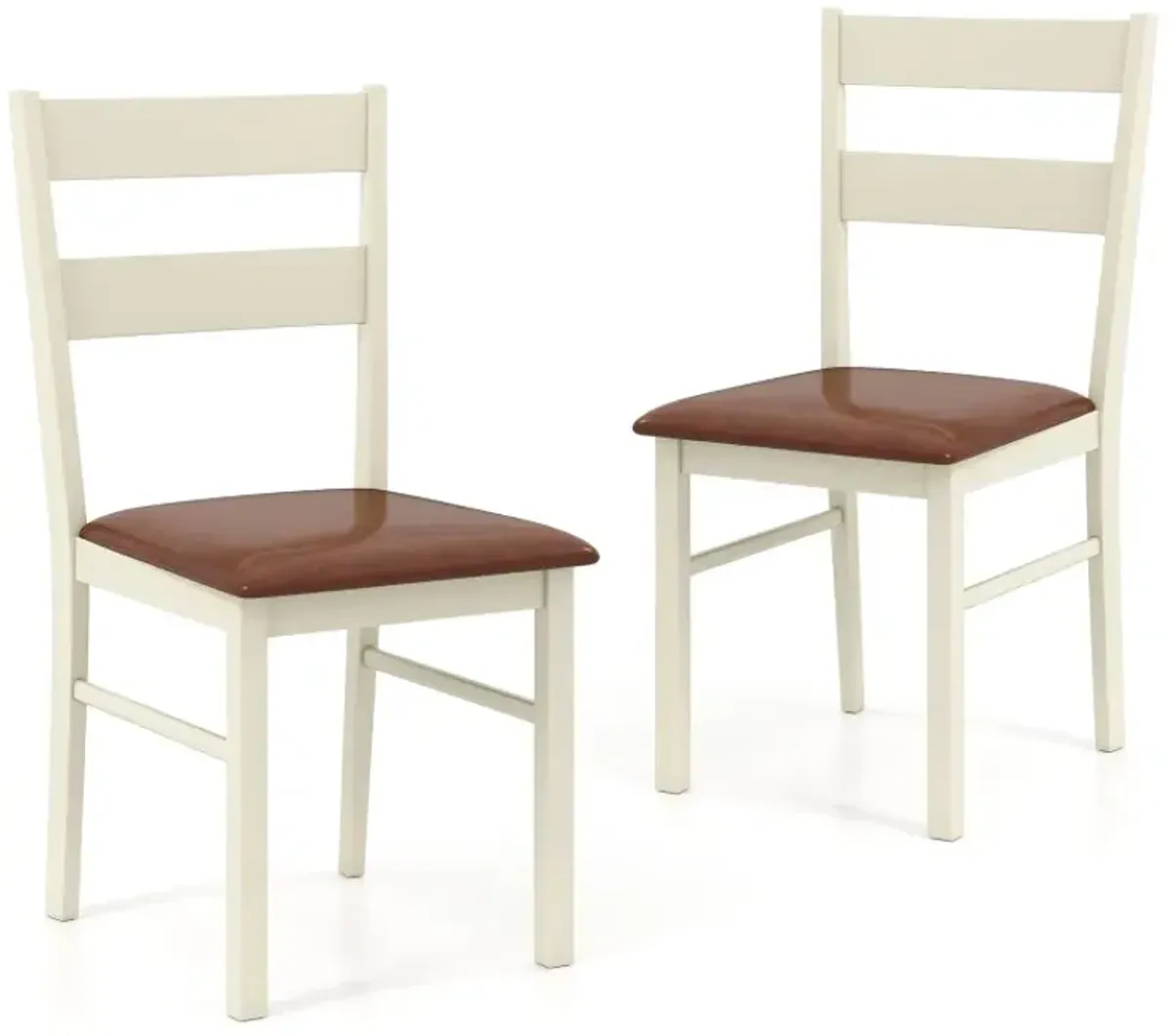 Wooden Dining Chair Set of 2 PU Leather Upholstered Kitchen Armless Chairs