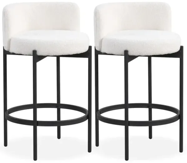 24 Inch Boucle Counter Stools Set of 2/4 with Curved Backrest