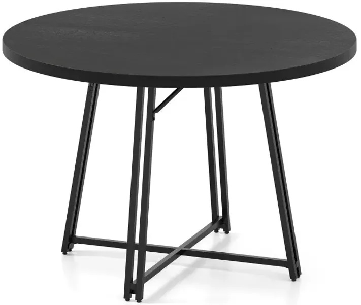 47 Inch Dining Table for 4-6 People Round Kitchen Table with Cross Base