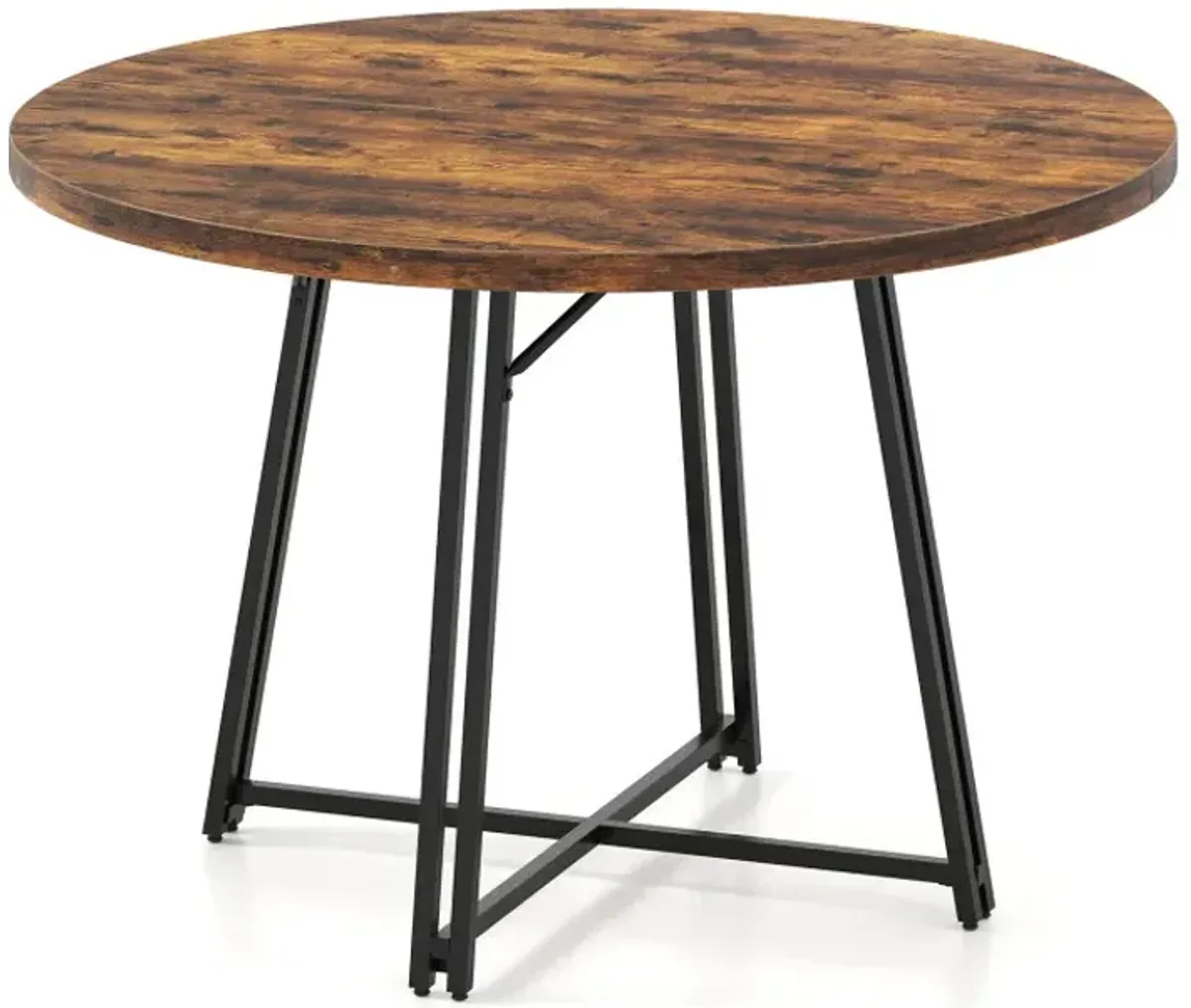 47 Inch Dining Table for 4-6 People Round Kitchen Table with Cross Base