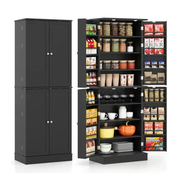 Kitchen Pantry Cabinet 65.5 Inch Freestanding Tall Buffet Cupboard