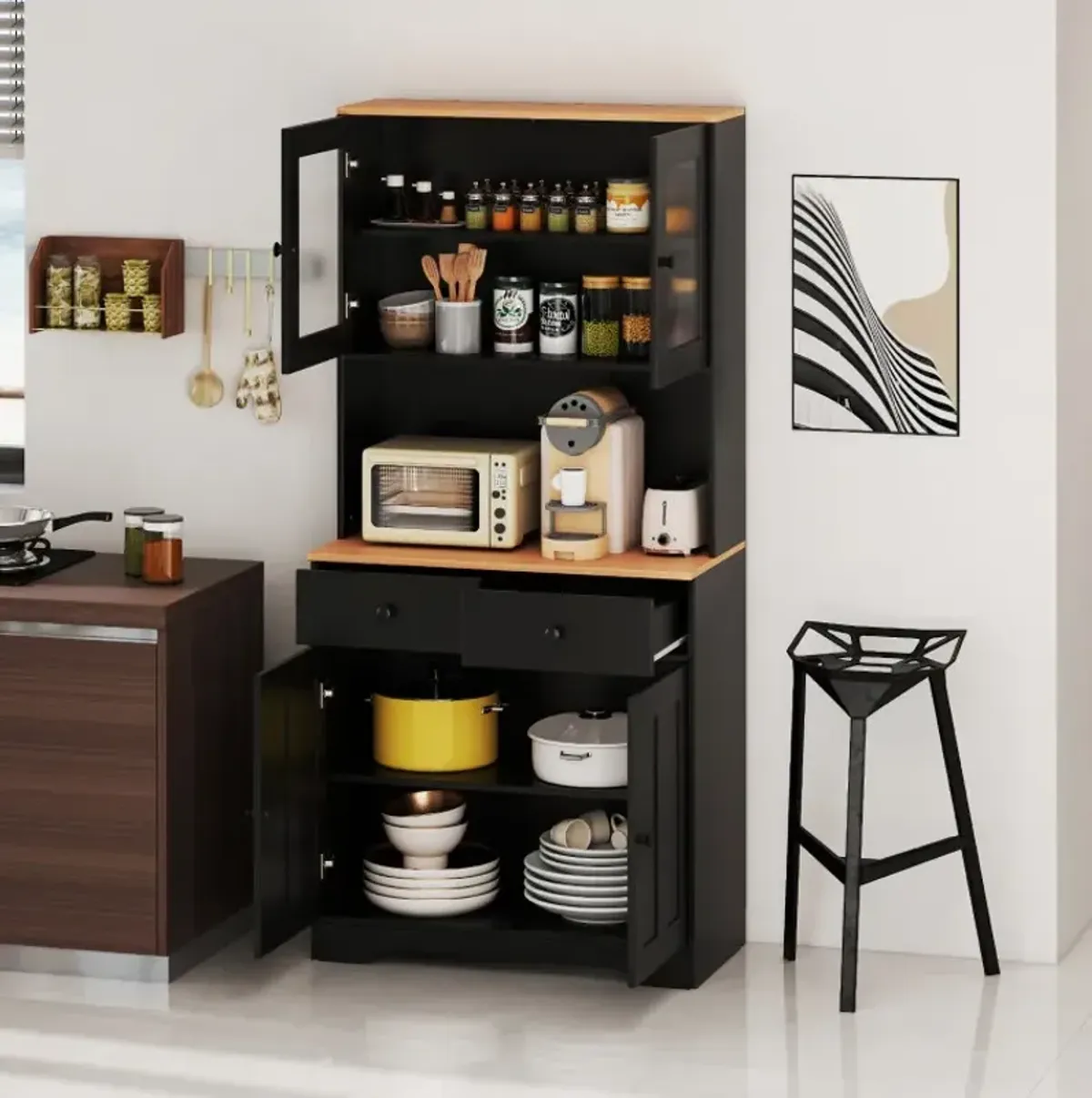 Pantry Cabinet with 2 Removable Shelves