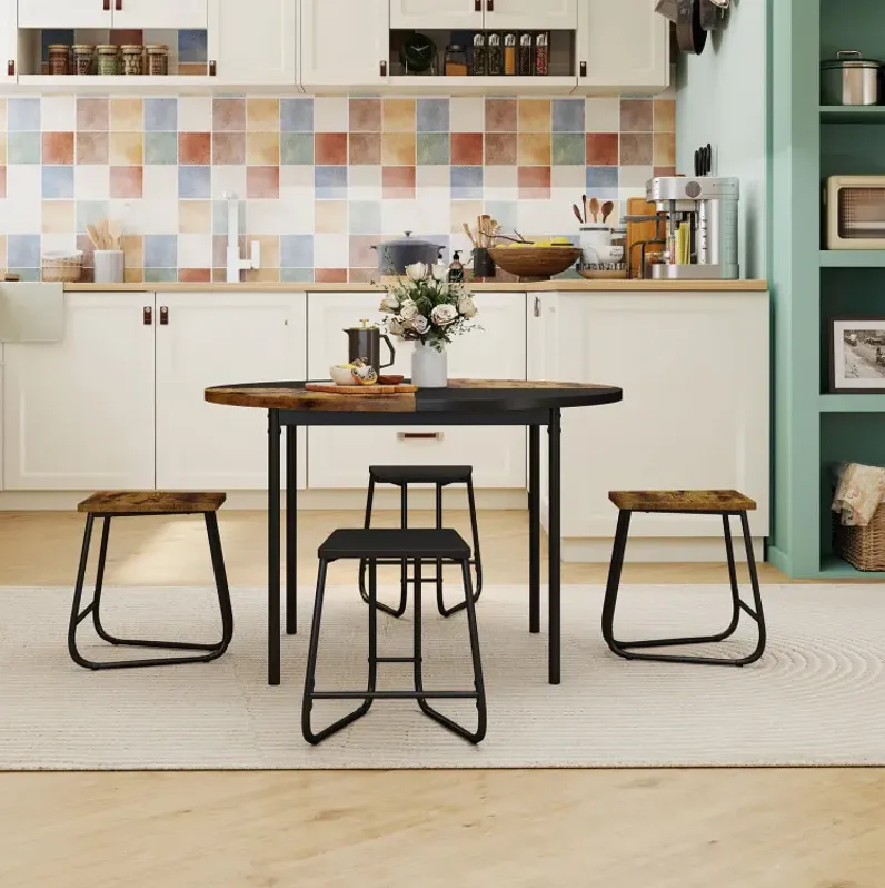 5-Piece Dining Set for 4 47 Inch Round  Kitchen Table and 4 Stools