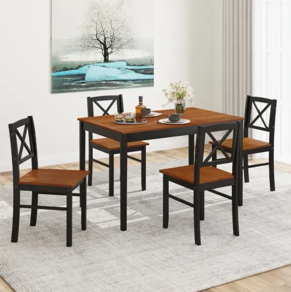 5 Piece Dining Table Set with Rectangular Kitchen Table and 4 Chairs for 4 People