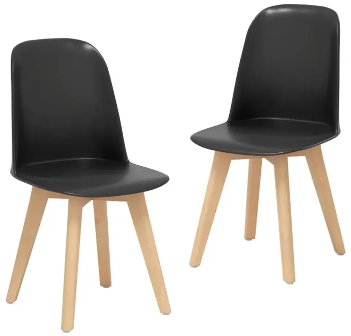 Modern Dining Chair Set of 2 with Solid Beech Wood Legs and Tilt Backrest