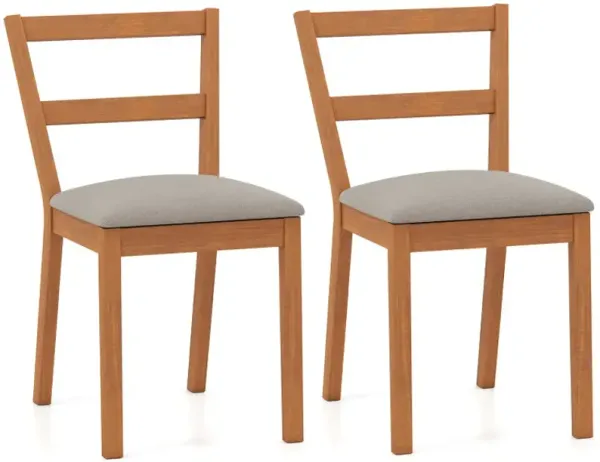 Wooden Dining Chair Set of 2 Farmhouse Kitchen Chair with Upholstered Seat