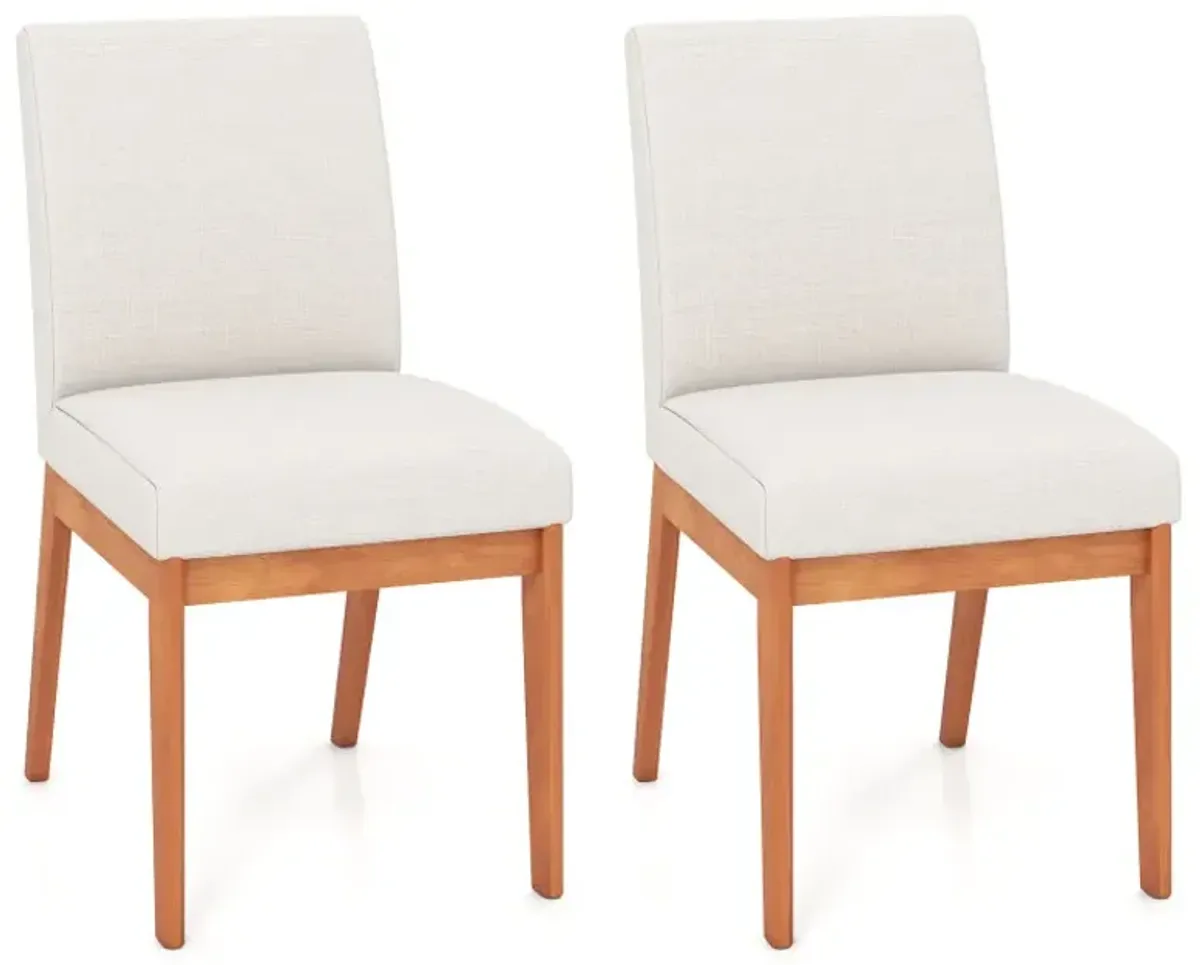 Upholstered Dining Chairs Set of 2 Kitchen Armless Side Chairs with Rubber Wood Legs