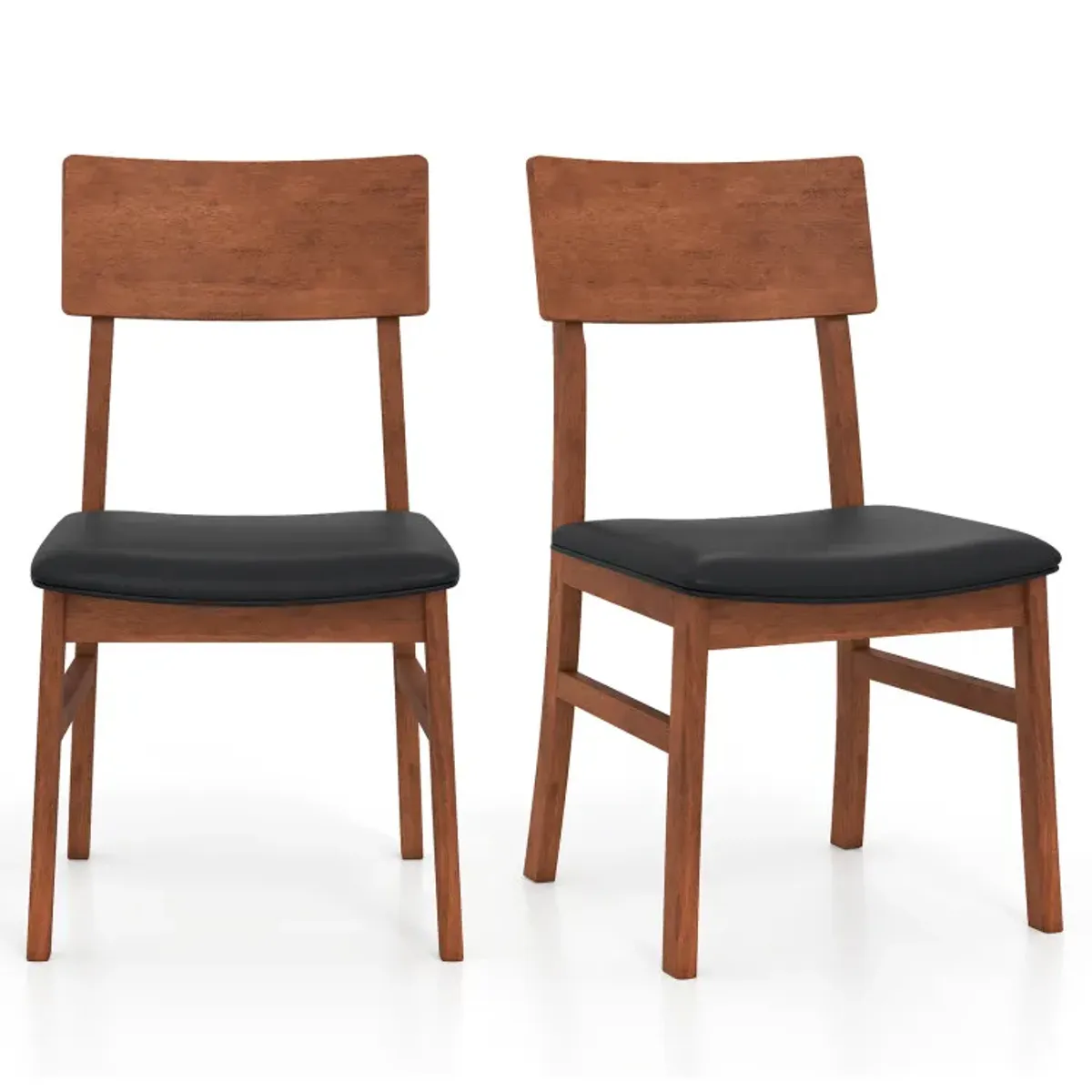 Dining Chairs Set of 2 with Rubber Wood Legs and Faux Leather Upholstered Seat