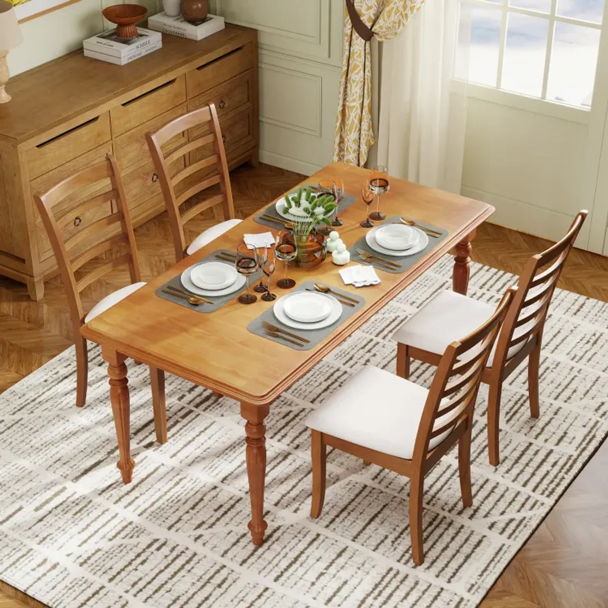 Wooden Dining Chair Set of 2 Modern Upholstered Kitchen Chair