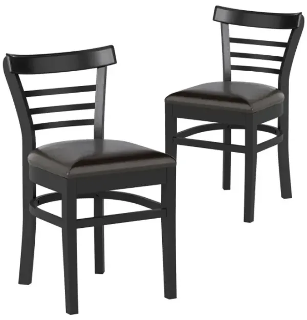Set of 2 Wooden Dining Chair with Rubber Wood Legs for Restaurant