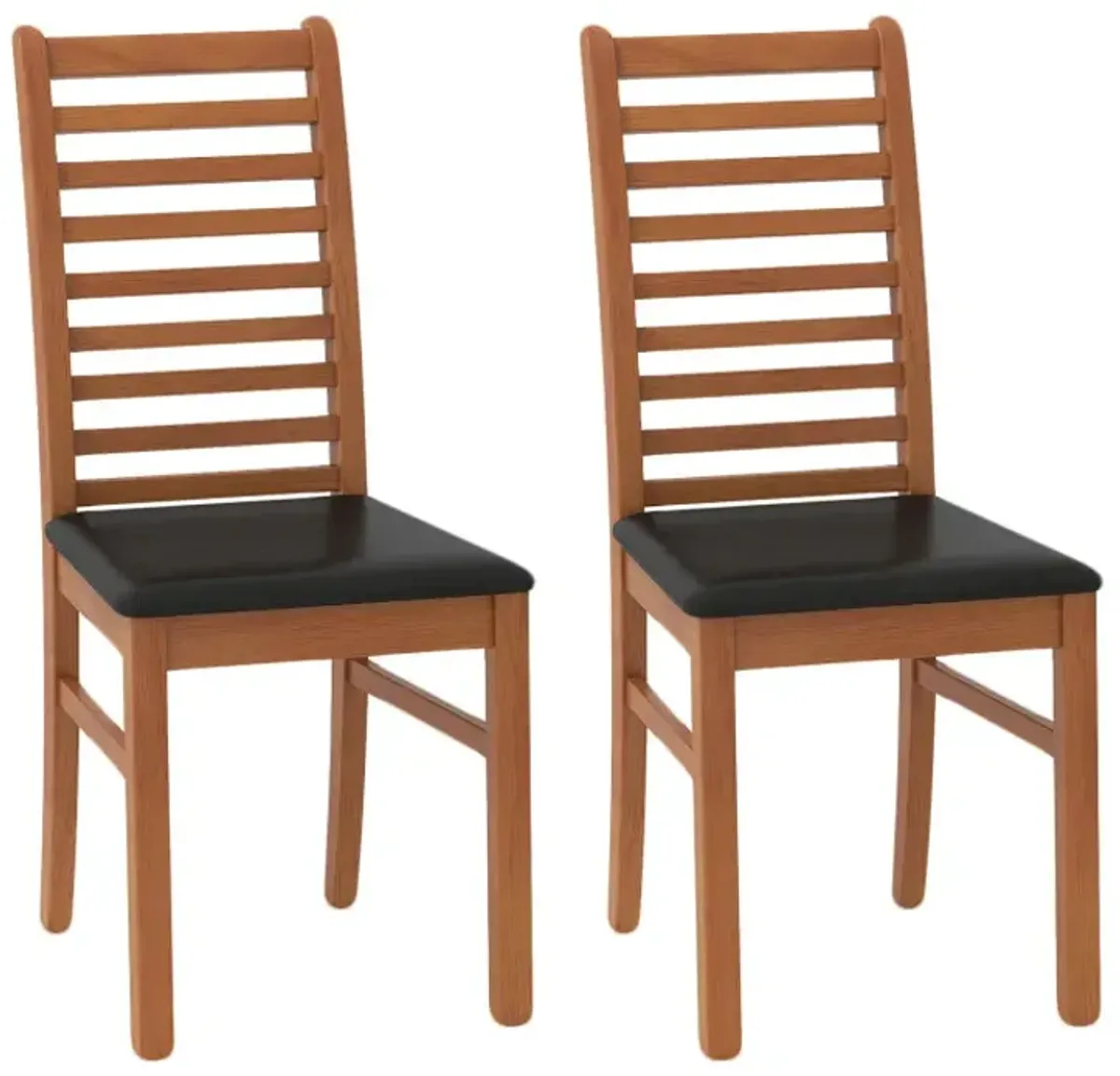Set of 2 Wooden Dining Chair with Rubber Wood Legs for Living Room
