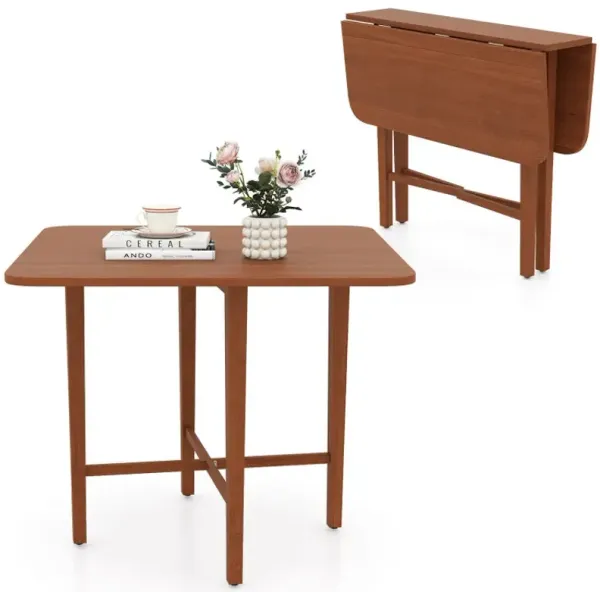 Foldable Dining Table for 2-4 People with Rubber Wood Legs for Small Space
