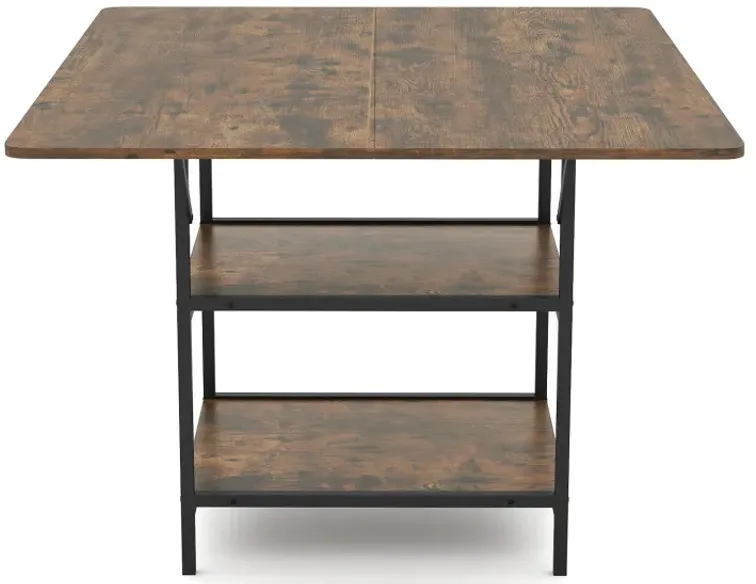 47 Inch Rectangular Dining Table with 2 Open Storage Shelves and Sturdy Metal Legs for 4-6
