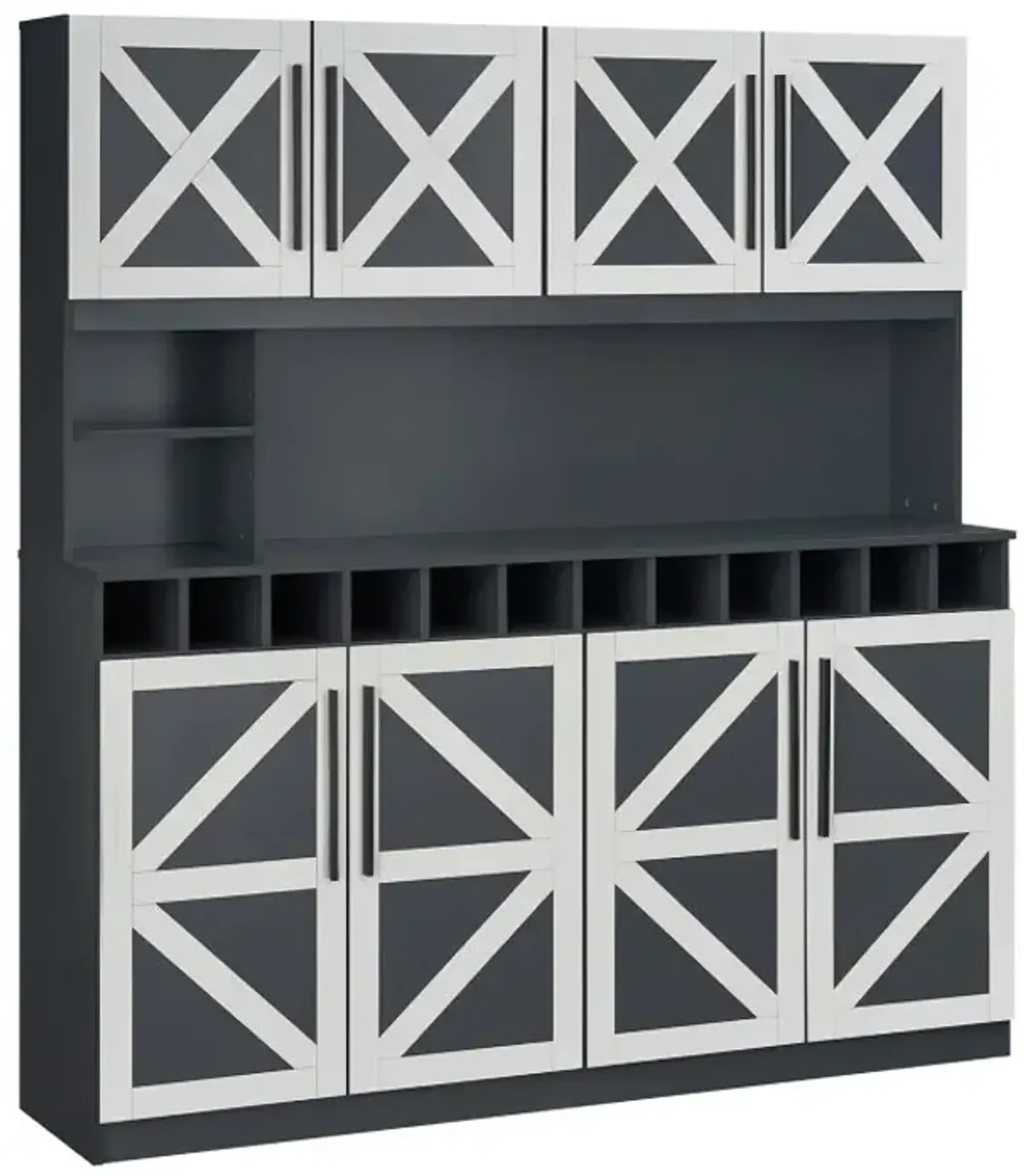 70 Inch Farmhouse Pantry Cabinet Kitchen Buffet Hutch with 4 Cabinets and 2 Open Shelves