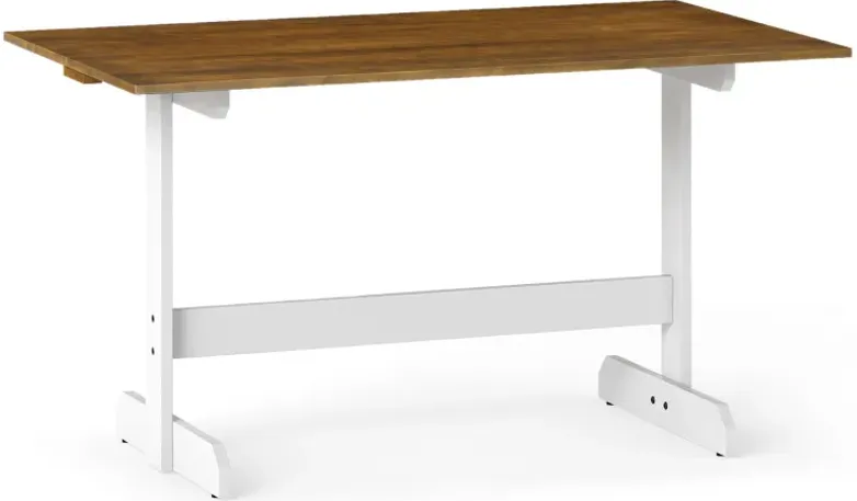 55 Inch Dining Table for 4-6 People Rectangular Kitchen Table with Solid Wood Trestle Base