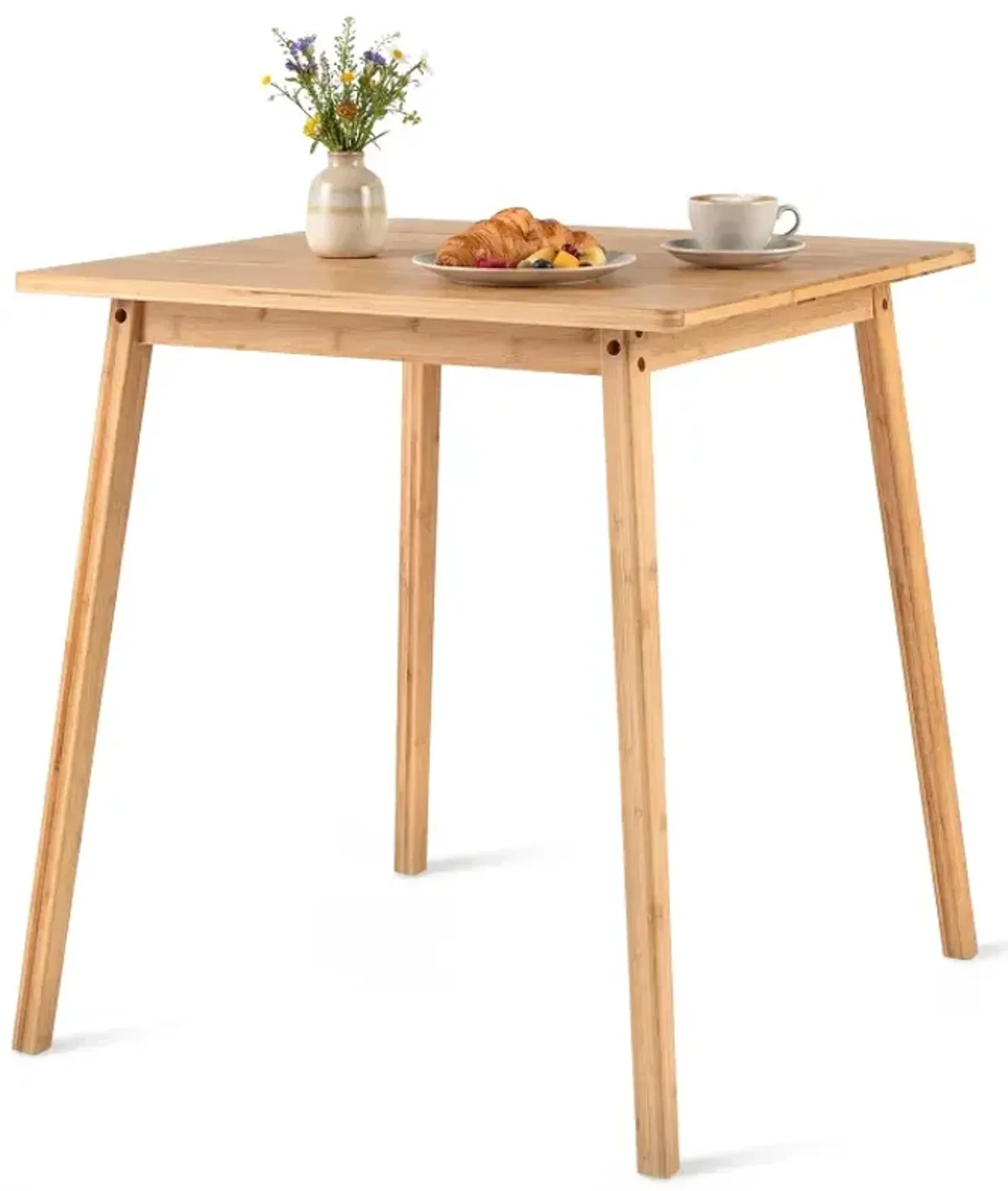 27.5 Inch Square Bamboo Dining Table for 2-4 People