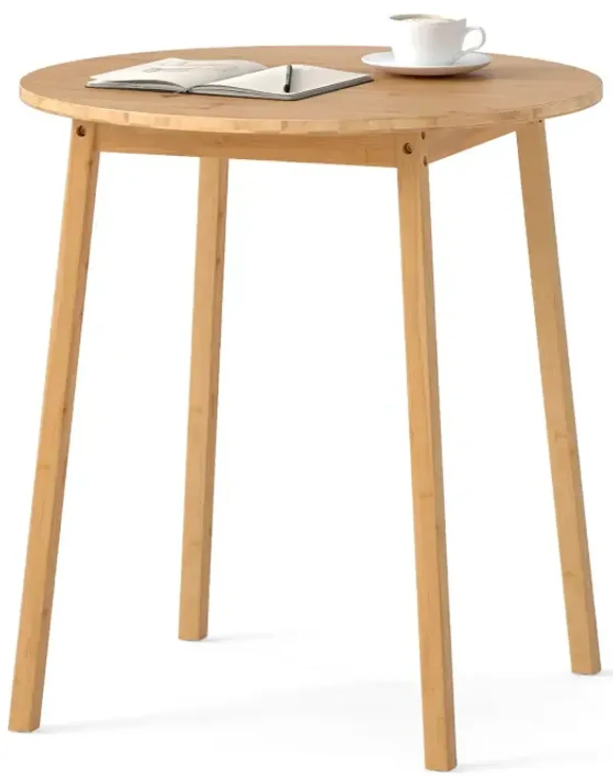 27.5 Inch Round Bamboo Dining Table for 2-4 Person
