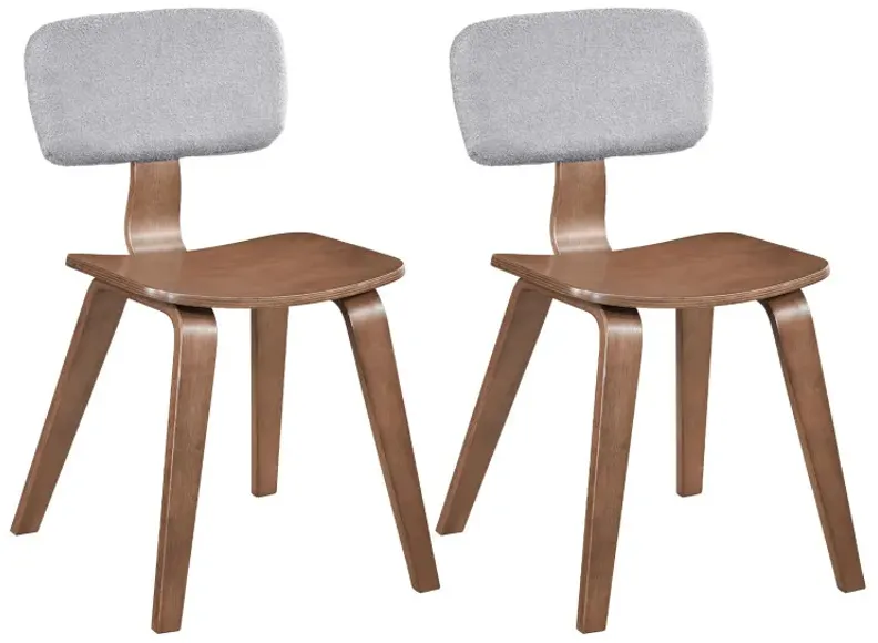 Set of 2 Rubber Wood Dining Room Chairs with Teddy Velvet Padded Backrest