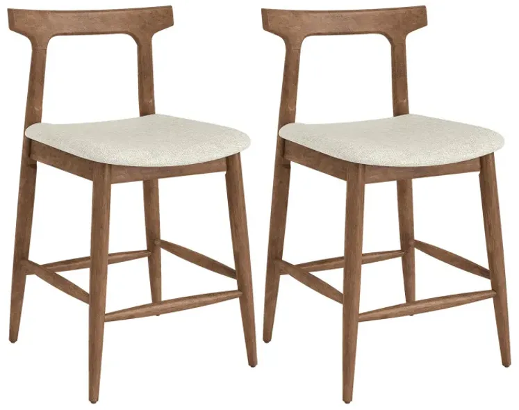 Counter Height Bar Stools 24 Inch Solid Wood Kitchen Island Chairs with Curved Backs
