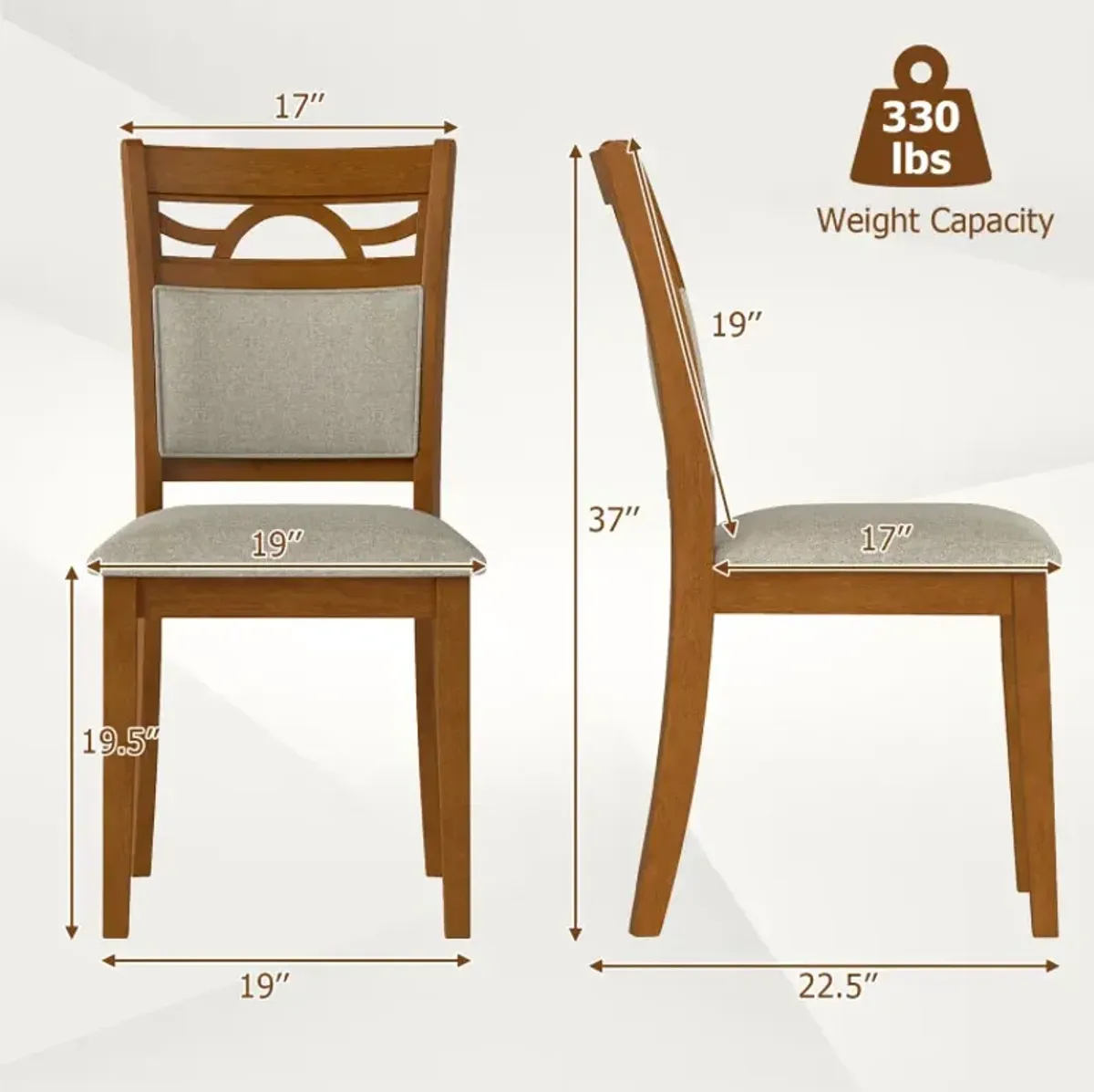 Dining Chairs Set of 2 Dining Room Chairs with Rubber Wood Frame