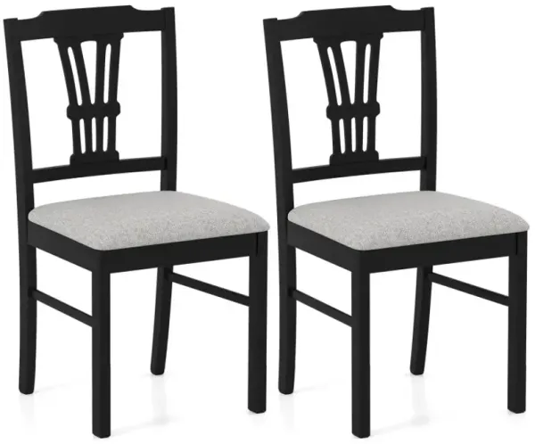 Wooden Dining Chairs Set of 2 Upholstered Kitchen Chairs with Solid Rubber Wood Frame