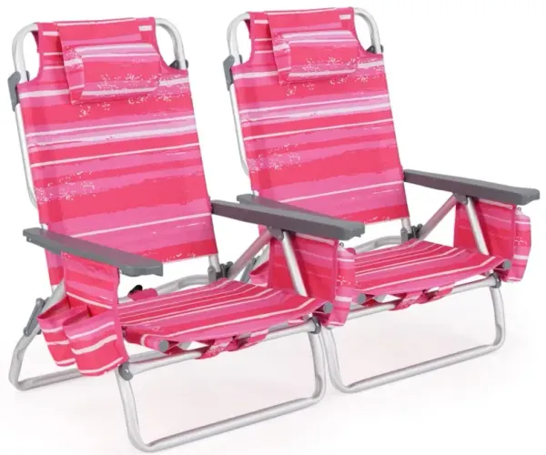 2 Pieces Folding Backpack Beach Chair with Pillow