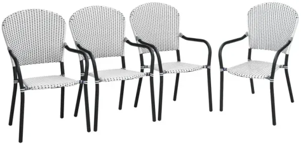 Set of 4 Patio Rattan Stackable Dining Chair with  Armrest for Garden