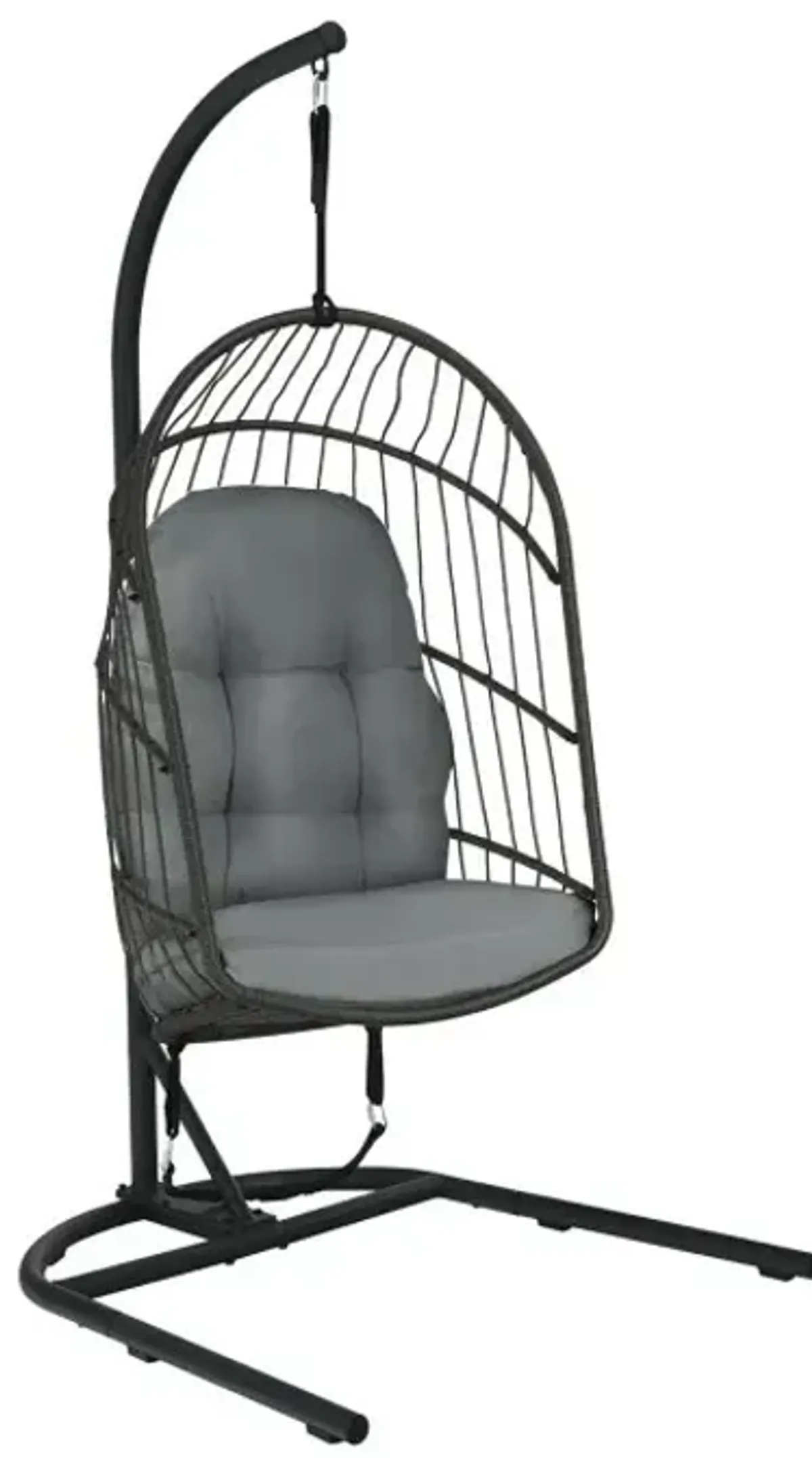 Hanging Wicker Egg Chair with Stand and Cushion