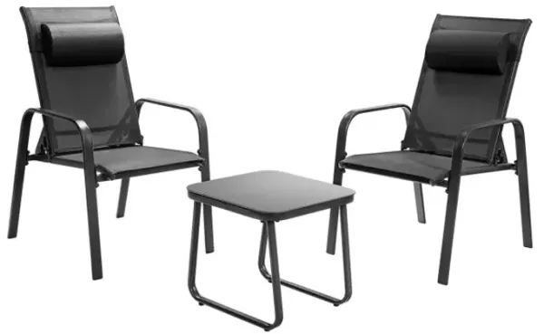 3 Pieces Stackable Patio Bistro Conversation Set with Adjustable Backrest
