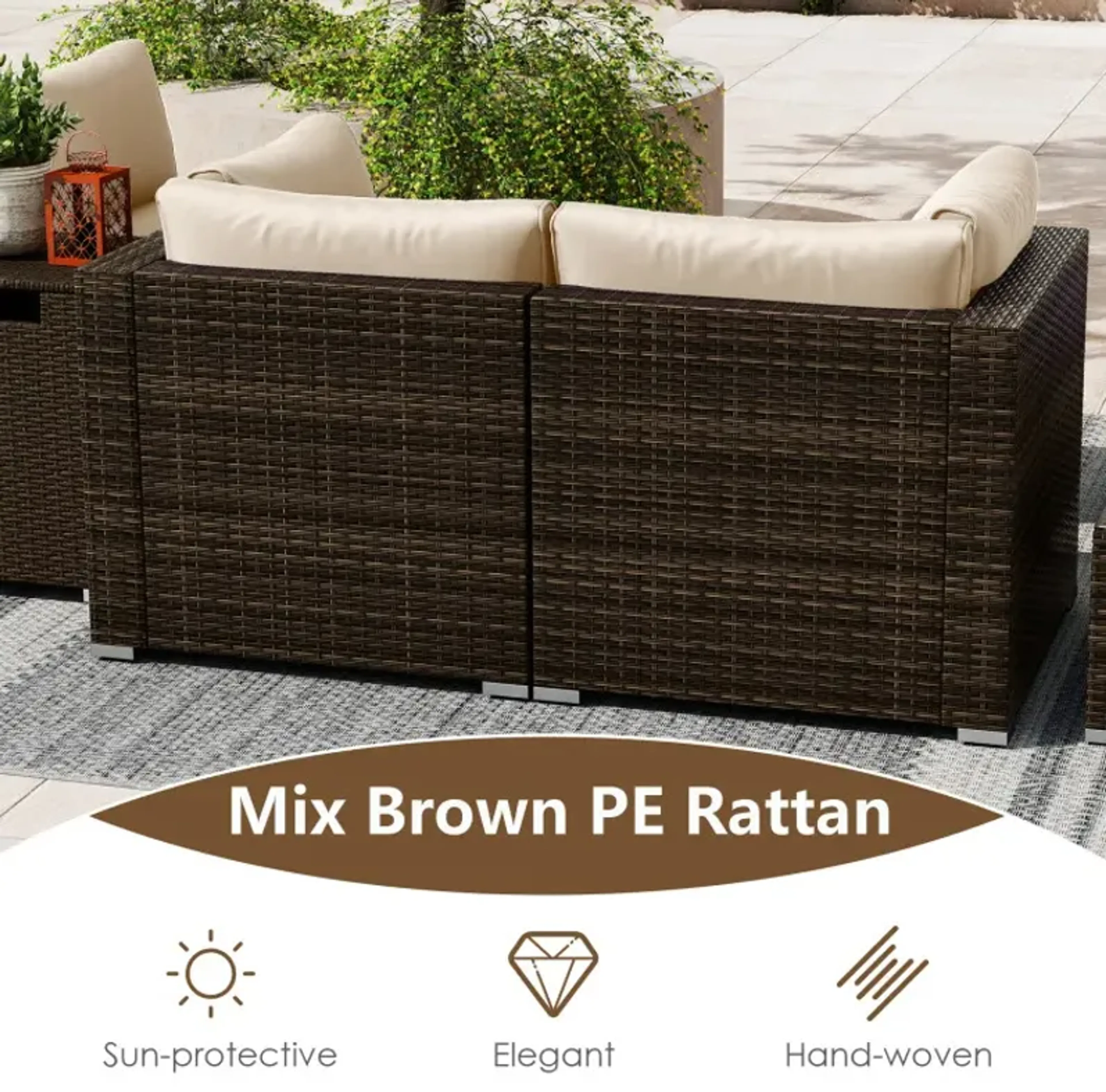 7 Pieces Outdoor Furniture Set With 32 Inch Fire Pit Table And Propane ...