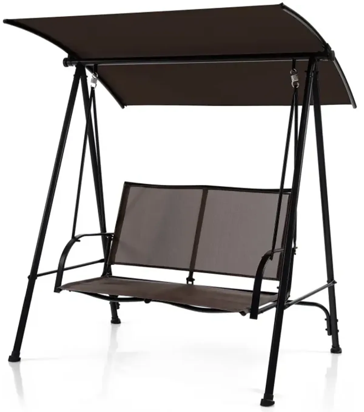 2-Seat Outdoor Canopy Swing with Comfortable Fabric Seat and Heavy-duty Metal Frame