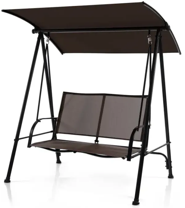 2-Seat Outdoor Canopy Swing with Comfortable Fabric Seat and Heavy-duty Metal Frame