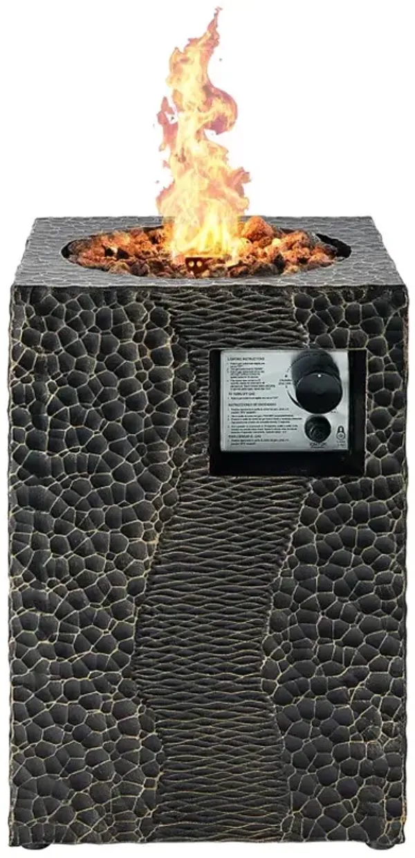16 Inches Square Outdoor Propane Fire Pit with Lava Rocks Waterproof Cover 30,000 BTU