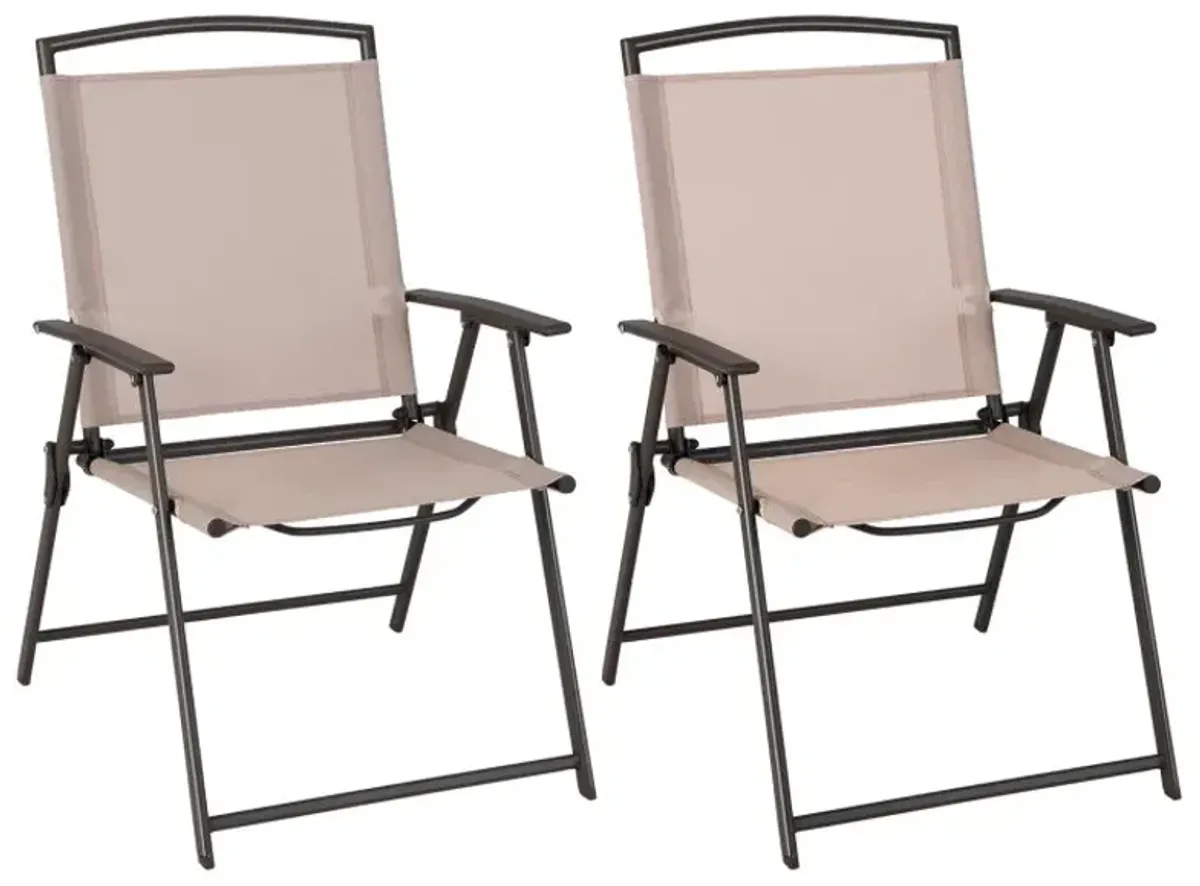Set of 2 Patio Dining Chairs with Armrests and Rustproof Steel Frame
