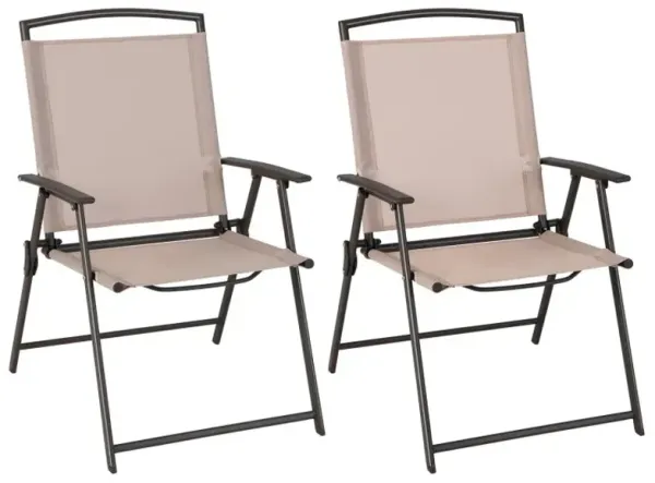 Set of 2 Patio Dining Chairs with Armrests and Rustproof Steel Frame