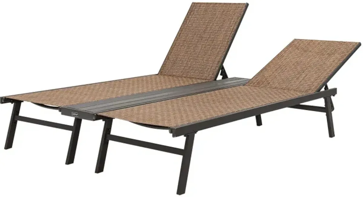 2-Person Patio Chaise Lounge with Middle Panel