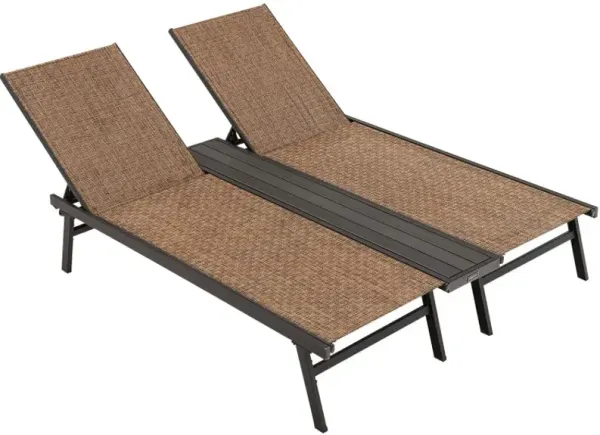 2-Person Patio Chaise Lounge with Middle Panel