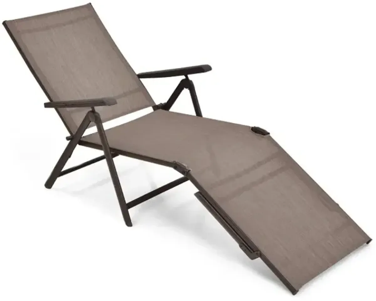 Patio Foldable Chaise Lounge Chair with Backrest and Footrest
