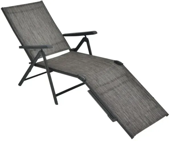 Patio Foldable Chaise Lounge Chair with Backrest and Footrest