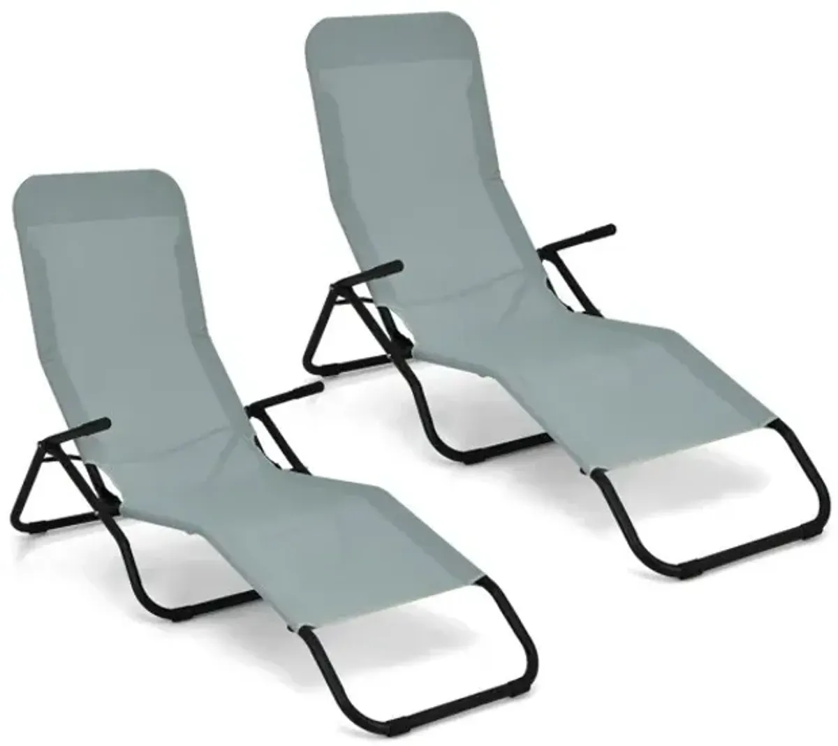 2 Pieces Stackable Portable Patio Chaise Lounger with Rocking Design