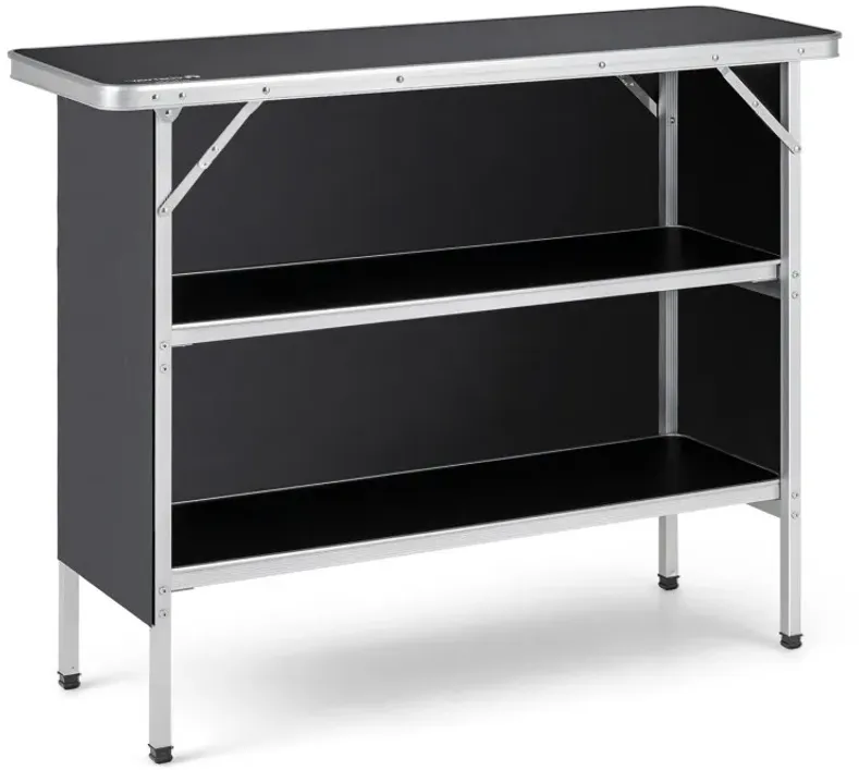 Folding Camping Table with 2-Tier Open Shelves for Outdoor BBQ