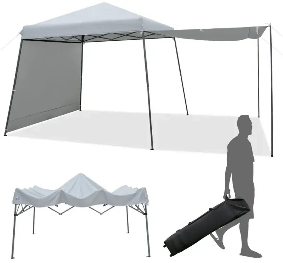 10x10 FT Instant Pop-up Canopy Folding Tent with Sidewalls and Awnings Outdoor