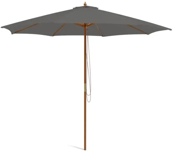 10 Feet Patio Umbrella with 8 Wooden Ribs and 3 Adjustable Heights